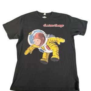 Curious George Astronaut T Shirt Mens Black Graphic Universal Studios Tee